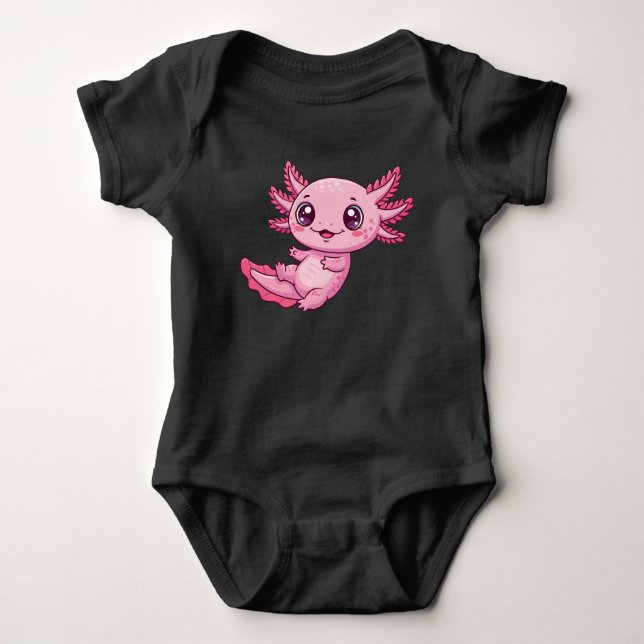 Adorable Pink Axolotl Baby Bodysuit T Shirt (Framsida)