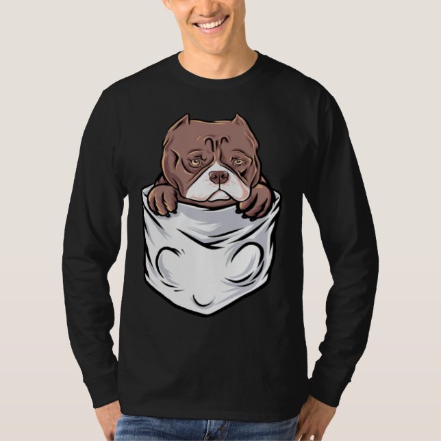 Adorable Pit Bull Terrier Puppy  Cute Pocket T Shirt (Framsida)