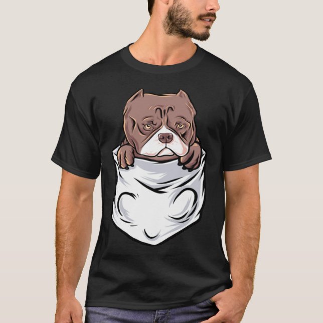 Adorable Pit Bull Terrier Puppy  Cute Pocket T Shirt (Framsida)