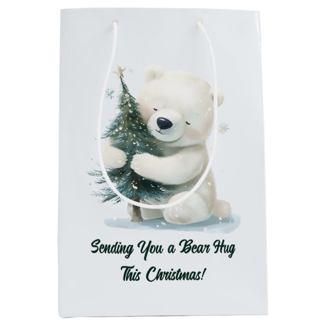 Adorable Polar Bear Hugging Christmas Tree, Cute  (Framsidan)