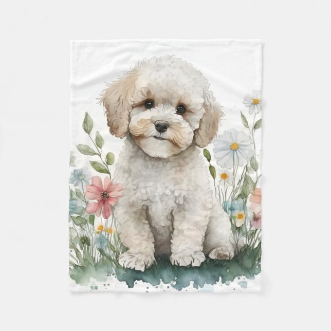 Adorable Poodle Puppy Dog Fleecefilt (Framsidan)