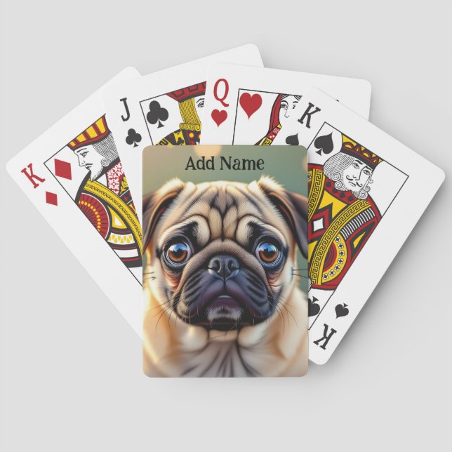 Adorable Pug Close up | Cute Dog Personalized Casinokort (Baksidan)