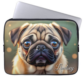 Adorable Pug Close up | Cute Dog Personalized Laptop Fodral