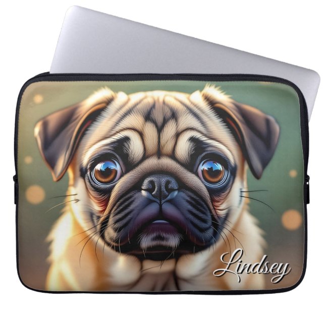 Adorable Pug Close up | Cute Dog Personalized Laptop Fodral (Framsidan)