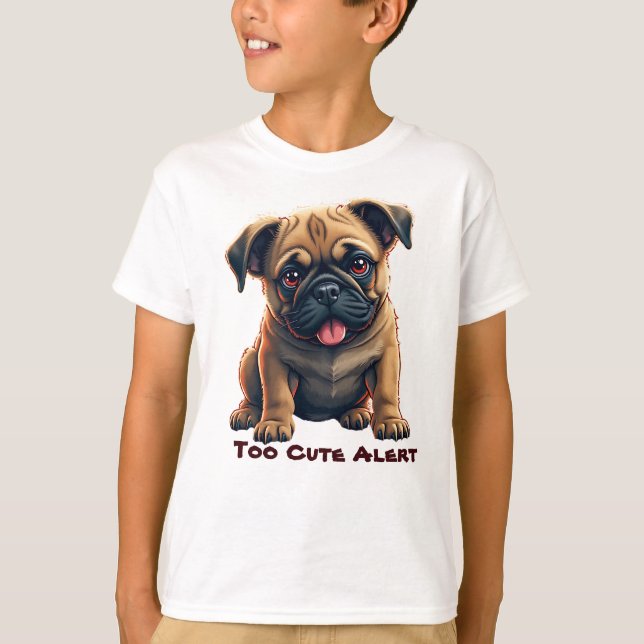 Adorable Pug Illustration T Shirt (Framsida)