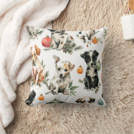 Adorable Puppies Christmas Throw Pillow Gift Idea Kudde