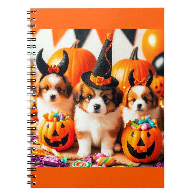 Adorable puppies halloween  anteckningsbok (Framsidan)