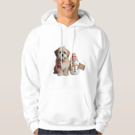 "Adorable Puppy and Snowman Winter Hoodie