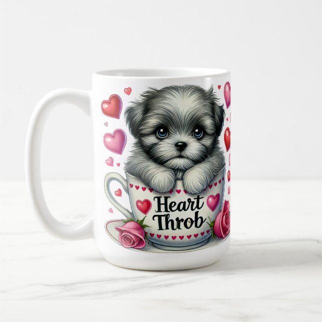 ADORABLE PUPPY HUND IN VALENTINE TEKOPP KAFFEMUGG (Vänster)