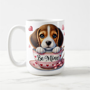 ADORABLE PUPPY HUND IN VALENTINE TEKOPP KAFFEMUGG
