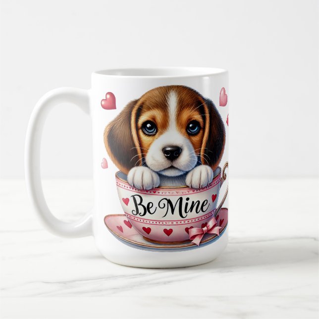 ADORABLE PUPPY HUND IN VALENTINE TEKOPP KAFFEMUGG (Vänster)