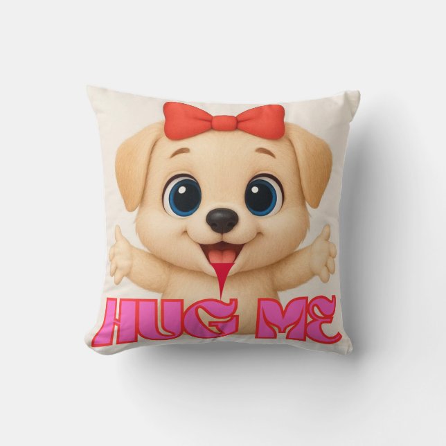 Adorable Puppy Pillow – Cute Cartoon Dog Home DCR Kudde (Framsida)