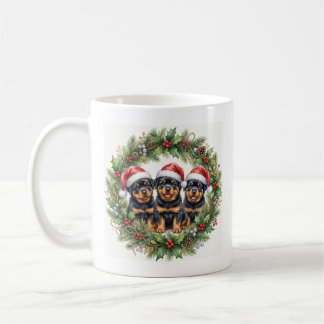 Adorable Puppy Rottweilers Christmas Mug Kaffemugg
