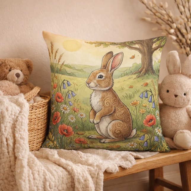 Adorable Rabbit Forest Animals  Kudde (Skapare uppladdad)