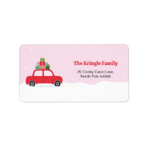 Adorable Red Car with Christmas Gifts in Pink