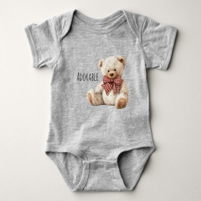 Adorable Red Cream Teddy Bear T Shirt (Framsida)