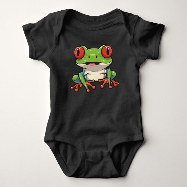 Adorable Red-Eyed Tree Frog Baby Bodysuit T Shirt (Framsida)