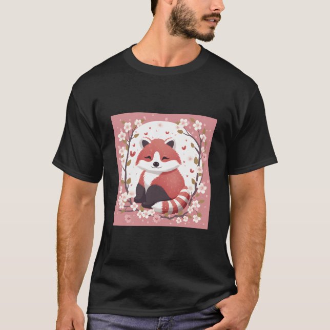 Adorable Red Panda Cherry Blossom Garden Charming  T Shirt (Framsida)