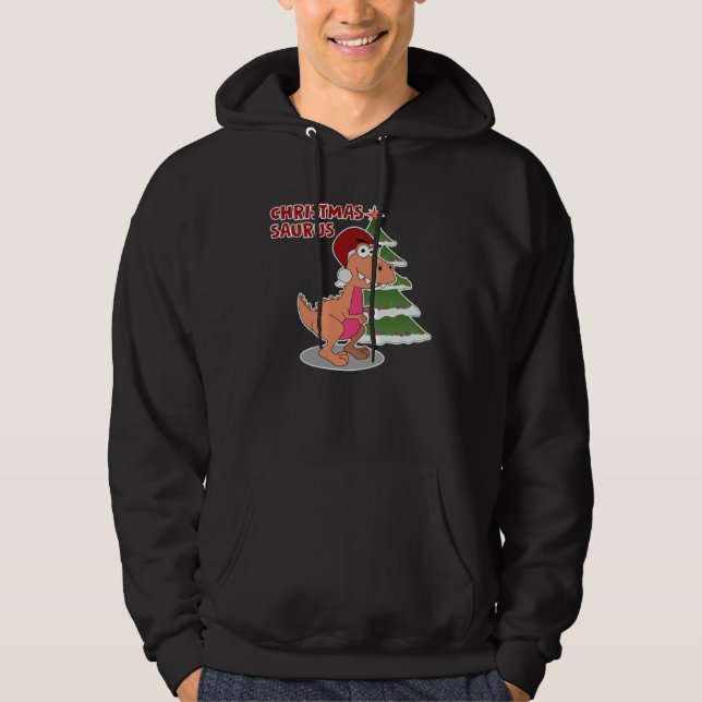 Adorable Rex Christmas Dinosaur  Christmas Saurus Hoodie (Framsida)