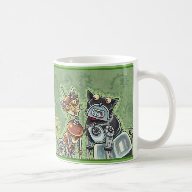ADORABLE ROBOT BULLDOG AND KATTDJUR FRIEND FUNNY P KAFFEMUGG (Höger)