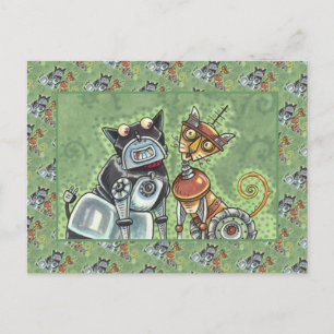 ADORABLE ROBOT BULLDOG OCH KATTDJUR FRIEND FUNNY VYKORT