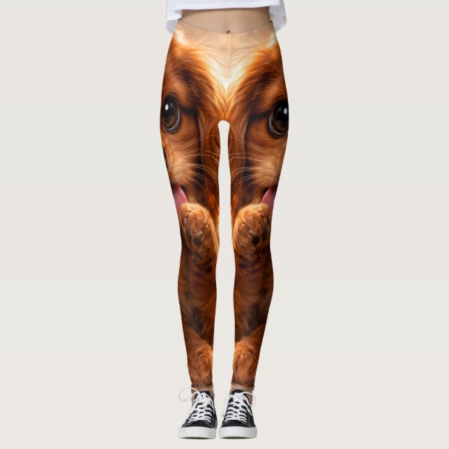 Adorable Ruby Cavalier Spaniel Leggings (Framsida)
