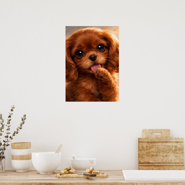 Adorable Ruby Cavalier Spaniel Poster (Kök)