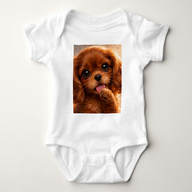 Adorable Ruby Cavalier Spaniel T Shirt (Framsida)