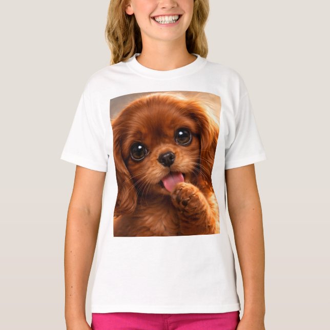 Adorable Ruby Cavalier Spaniel T Shirt (Framsida)