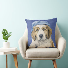 ADORABLE SAINT BERNARD PUPPY with BLUE HAT Kudde
