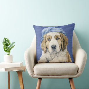 ADORABLE SAINT BERNARD PUPPY with BLUE HAT Kudde