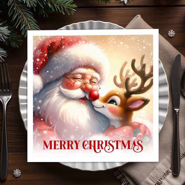 Adorable Santa Rudolph Festive Party Napkins Pappersservett (Adorable Santa Rudolph Festive Party Napkins)
