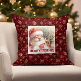 Adorable Santa Rudolph Xmas Pillow Holiday Spirit  Kudde