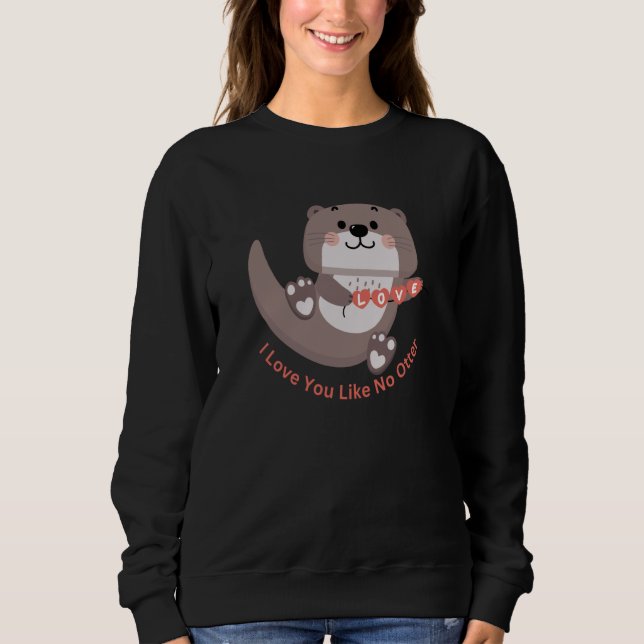 Adorable Sea Otter And Hearts For Valentines Day T Shirt (Framsida)
