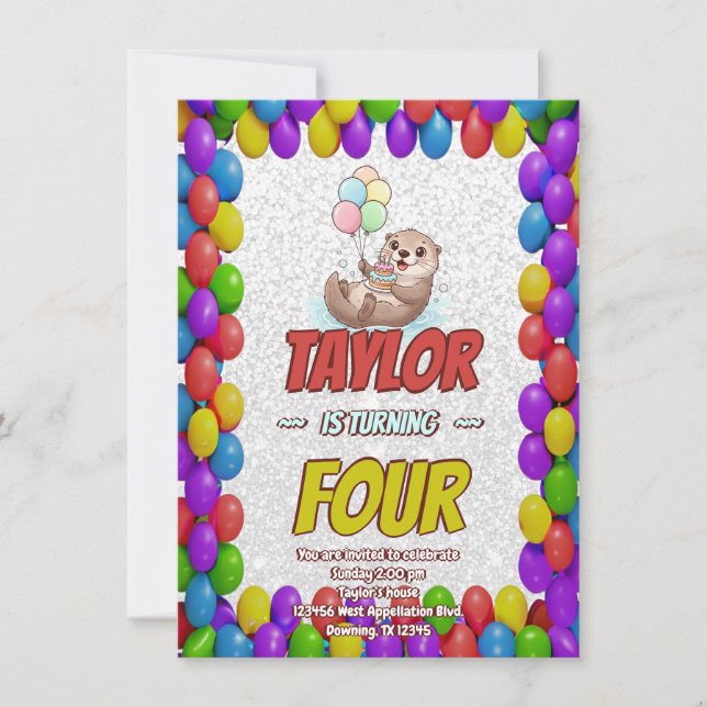Adorable Sea Otter Birthday Invite Inbjudningar (Framsida)