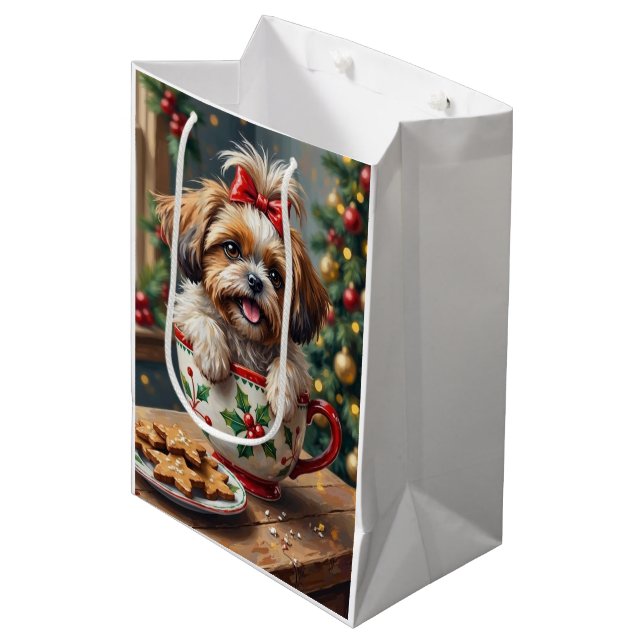 Adorable Shih Tzu Dog in Christmas Mug Cozy Art (Framsidan Vinklad)