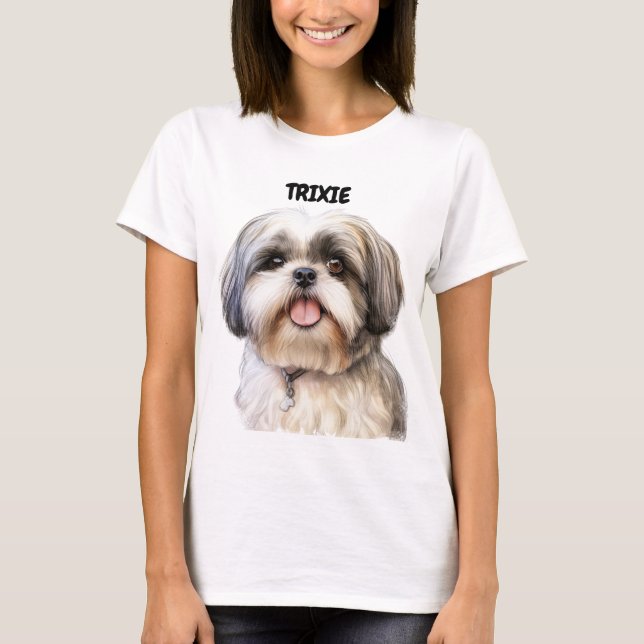 ADORABLE SHIH TZU HUND ANSIKTE T SHIRT (Framsida)
