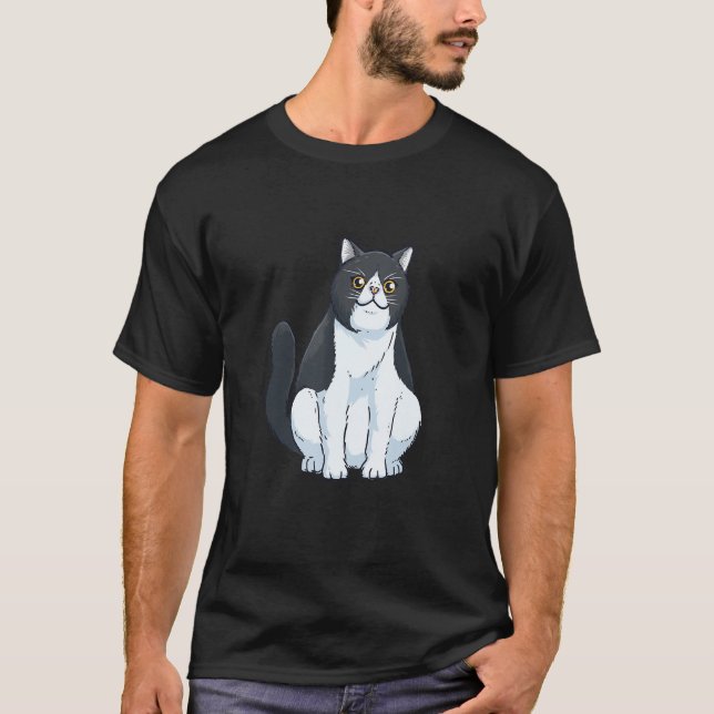 Adorable Sitting Exotic Shorthair Cat Owner T Shirt (Framsida)