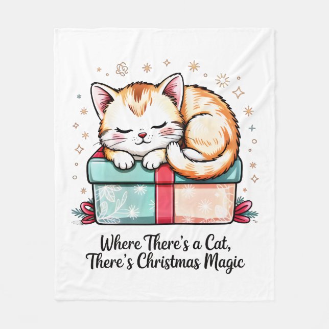 Adorable Sleeping Kitten - Cozy Winter Gift Fleecefilt (Framsidan)