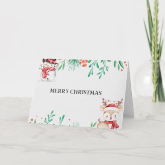 Adorable Snowman & Reindeer Blank Tack Kort