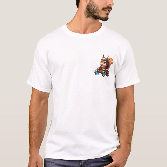 Adorable Squirrel Racer in Walnut Shell Car T Shirt (Framsida)