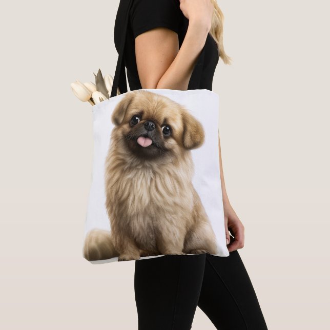 ADORABLE TAN PEKINGESE PUPPY HUND TYGKASSE (Närbild)