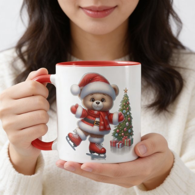 Adorable taza con osito y árbol de Navidad  Mugg (Skapare uppladdad)