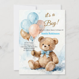 Adorable Teddy Bear Baby Shower Invitation Inbjudningar