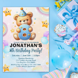 Adorable Teddy Bear Birthday 8 for boy's Inbjudningar