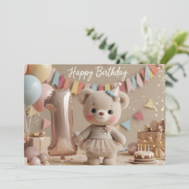 Adorable Teddy Bear First Birthday Invitation Inbjudningar