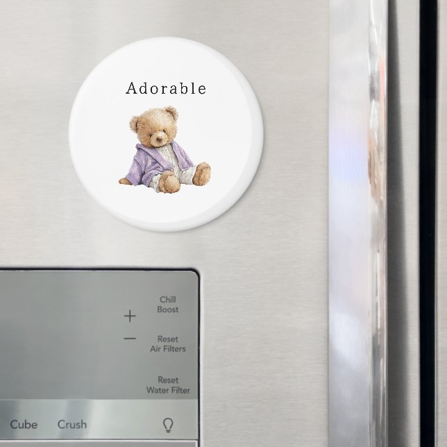 Adorable Teddy Bear Purple Jacket Magnet (In Situ (Fridge))