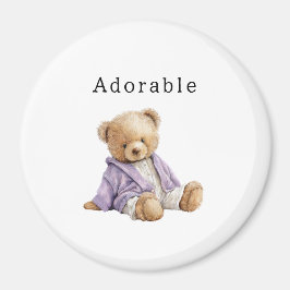 Adorable Teddy Bear Purple Jacket Magnet