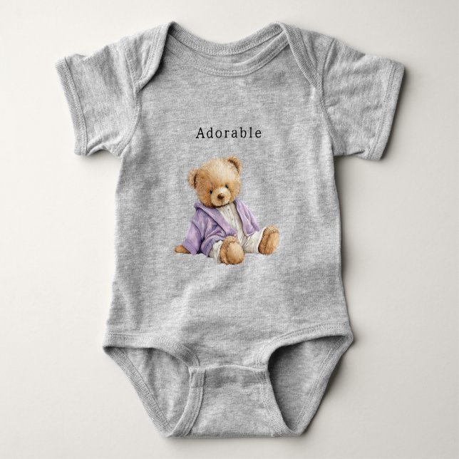 Adorable Teddy Bear Purple Jacket T Shirt (Framsida)