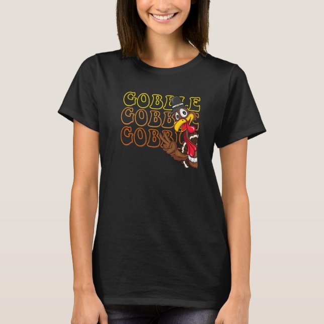 Adorable Thanksgiving Turkey Giving Peace Sign   T Shirt (Framsida)
